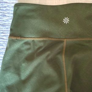 Athleta high waisted olive green snake print leggings